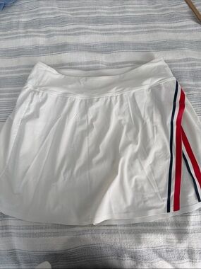 Wilson White Athletic Skirt with Red Logo and Tab